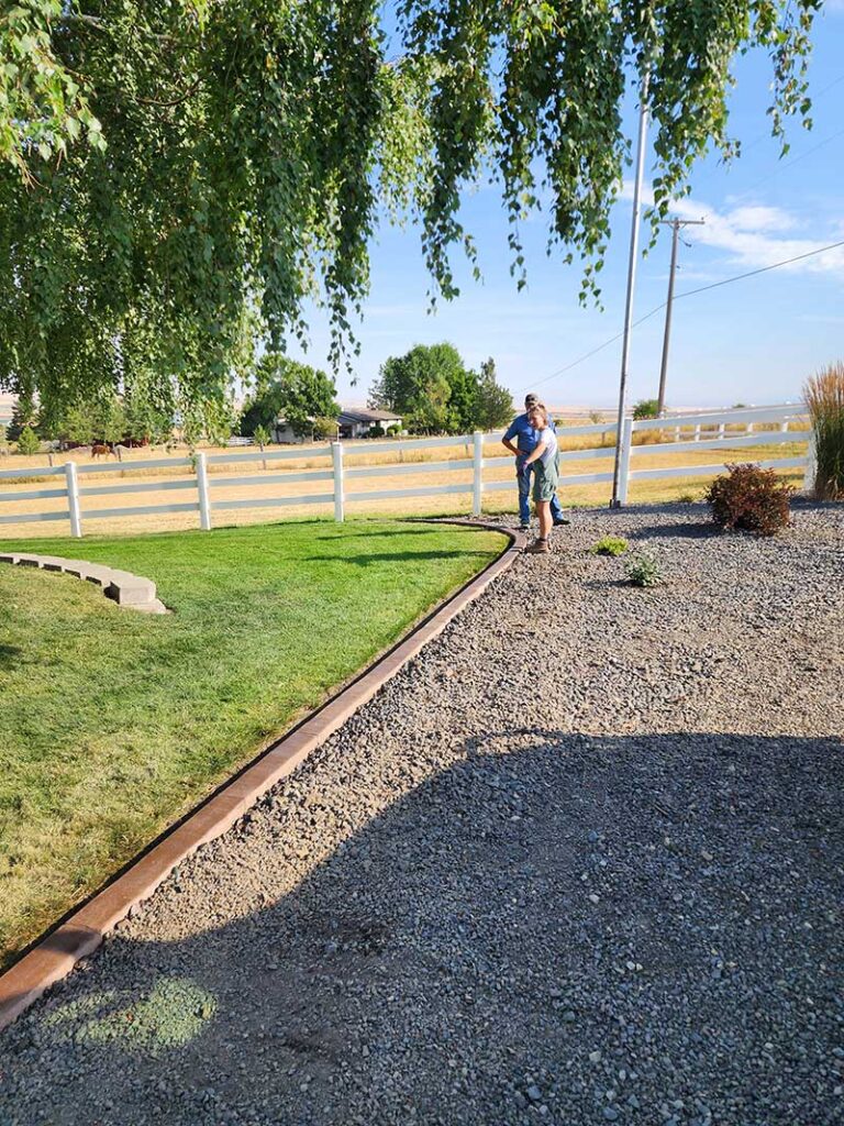 Curbing to separate Rock and Lawn